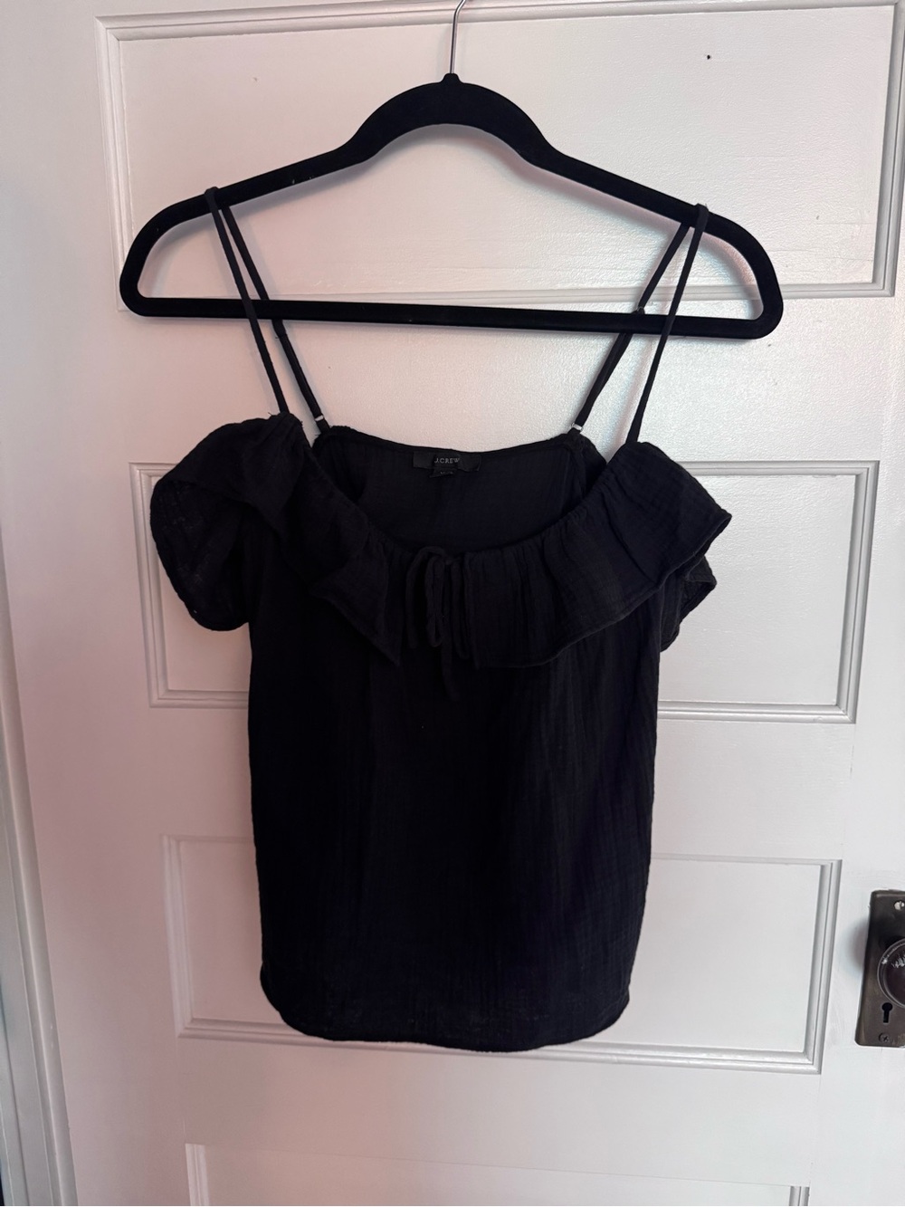 J. Crew Black Ruffle-Trim Double-Strap Camisole